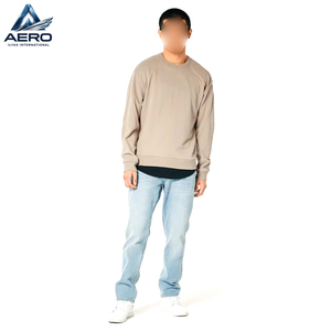Wholesale Exporter OEM Custom <b>Mens</b> Heavy Cotton Sweatshirt Solid Sand Beige Crewneck Blank Pullover Winter Streetwear Sweatshirt - Product Image 4