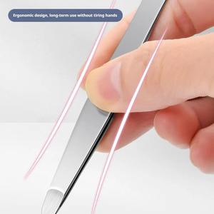 Pince à épiler inclinée en acier inoxydable pour sourcils et poils du visage, outil de maquillage professionnel de sécurité à pointe arrondie pour une épilation précise du visage - Product Image 3