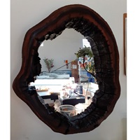 Hot Selling Modern Handmade Asymmetrical Live Edge Wooden Frame Wall Mirror with Customizable Size and Eco-Friendly Design