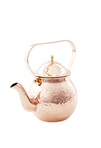 Bouilloire à thé en cuivre traditionnelle de luxe avec une belle becquetée courbée, une poignée décorative, un couvercle sécurisé, un corps de pot arrondi, d'inspiration antique - Product Image 5