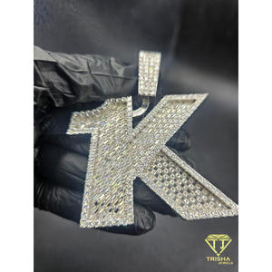 Lab Grown Diamond K Letter Pendant Iced Out Necklace Hip Hop Jewelry Custom <b>Initial</b> Bling <b>Chain</b> Luxury Gift - Product Image 2