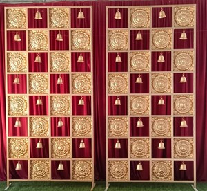 Modern Gold Panel Room <b>Divider</b> Stainless Steel <b>Screen</b> Partition Decorative Glass Style Frame for Event Space - Product Image 1