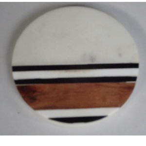 Marble and Wood Coasters Hot/Cold Coffee Mugs Dinning Table Serving Coaster Tea Coffee Table <b>Bar</b> Coasters for Home Office - Product Image 6