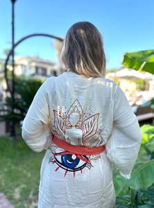 Albornoz de algodón de secado rápido con estampado de ojos malvados, diseño único, buena calidad, buen precio, para playa, sauna, hogar, para mujer y hombre - Product Image 2