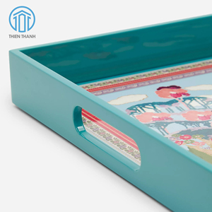 ถาดไม้ MDF เคลือบเงา งานแฮนด์เมด รูปทรงสี่เหลี่ยม ถาดเสิร์ฟสุดหรู สำหรับตกแต่งบ้าน โรงแรม ขายส่งจากโรงงาน - Product Image 3