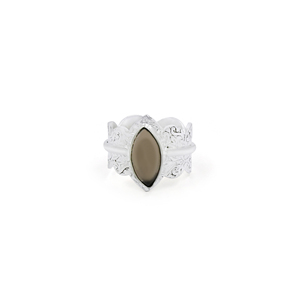 Natural Smoky Quartz Marquise Gemstone <b>Ring</b> Silver Plated Brass Vintage <b>Statement</b> <b>Ring</b> Wholesale Jewelry - Product Image 4