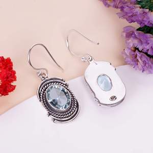 Elegant Aquamarine Gemstone 925 Sterling <b>Silver</b> <b>Earring</b> Handmade Designer Jewelry Fine Jewelry - Product Image 3