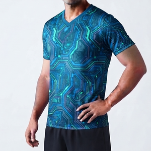 Nueva camiseta elegante para hombre, recién llegada, de manga corta, tela elástica, corte informal. - Product Image 1