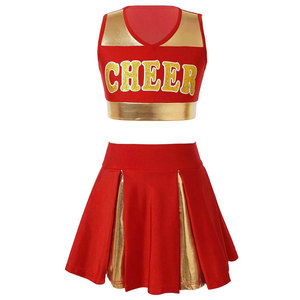 Ensembles d'uniformes de cheerleading sur mesure, taille personnalisée, crop top imprimé pour femmes adultes, couleur et logo personnalisés, spandex, polyester, respirant - Product Image 1