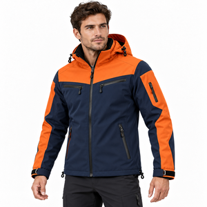 Veste d'hiver softshell à capuche pour homme, marque privée OEM, doublure polaire, color block, multi-poches, pour l'escalade, la randonnée, les voyages en plein air - Product Image 4