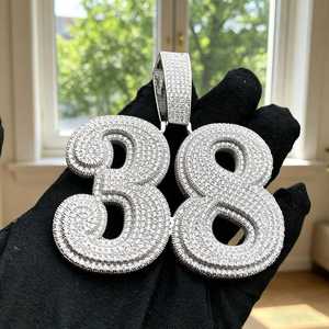 Number Pendant Moissanite Round Brilliant Cut 925 Silver Hiphop Unisex Everyday Wear Jewelry - Product Image 1