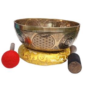 Bols chantants tibétains en bronze faits à la main avec design Feng Shui Art fait au Népal pour la méditation - Product Image 4