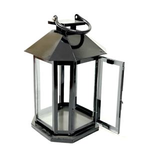 Lanterne de plancher en métal noir personnalisée de style européen avec bougeoir en verre et en fer Popar pour la maison et la décoration de Noël - Product Image 3