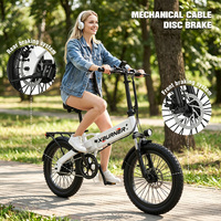 Vélo électrique pliable en alliage d'aluminium, pneus larges de 20 pouces, moteur arrière 48V 250W, écran LCD, suspension avant, pour adultes