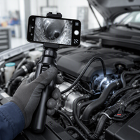 Caméra d'inspection portable à double objectif connectée au téléphone pour la réparation de tuyaux automobiles, caméra endoscopique articulée à 360°