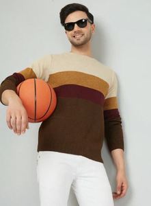 Pull d'hiver pour homme de qualité supérieure, col montant, tricot épais, motif géométrique, séchage rapide, style moderne et décontracté, meilleur prix - Product Image 2