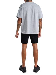 T-shirt Homme Gris Uni Col V Manches Courtes Coupe Droite en Tissu Toile 100% Coton Épais 220g Poids Lourd pour l'Été 2026 - Product Image 2