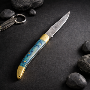 Navaja plegable hecha a mano, llavero con mini navaja de bolsillo, hoja de acero de Damasco, ideal para regalo, precio al por mayor. - Product Image 5