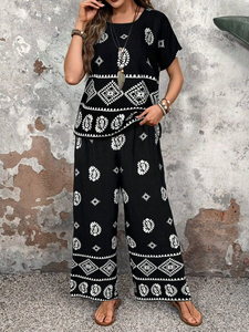 Conjunto de 2 Piezas de Ropa de Mujer Moda 2026, Estilo Urbano, Camiseta de Manga Corta con Bordado Calado y Falda Larga Maxi - Product Image 4