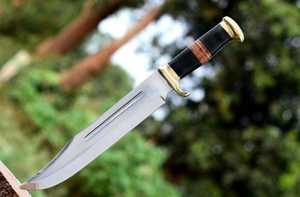 Cuchillo de Caza de Acero al Carbono Grande Hecho a Mano, con Mango de Cuero, Ambidiestro, Moderno, para Pedidos al por Mayor Personalizados OEM ODM - Product Image 5