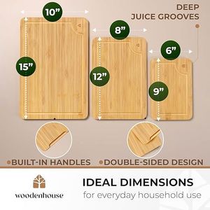 Grande Tagliere in Bambù con Scanalatura Raccogli-Succo, Manici Laterali, Blocco da Cucina in Legno per Preparazione Pasti e Servizio, Ideale per Salumi e Formaggi - Product Image 2