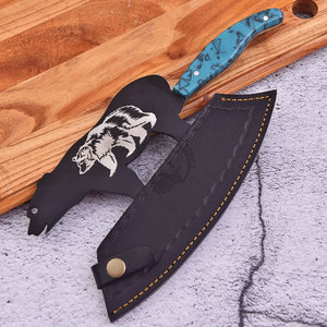 Couteau à viande artisanal personnalisé avec étui en cuir, lame en acier D2 (7,5 pouces), design ambidextre, manche en résine - Coupe multi-usages - Product Image 6