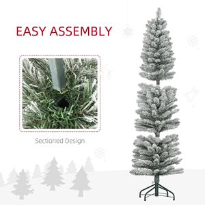 Albero di Natale a Matita Pre-Illuminato 210cm, Artificiale Innevato con Base in Metallo per Decorazioni Interne - Product Image 6