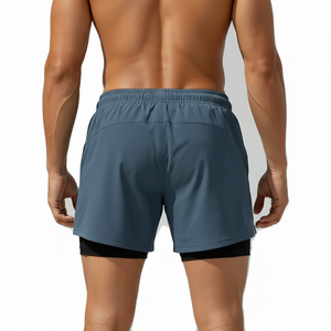 Shorts de sport pour homme avec doublure de compression intégrée, multi-poches, légers, streetwear, service OEM. - Product Image 2