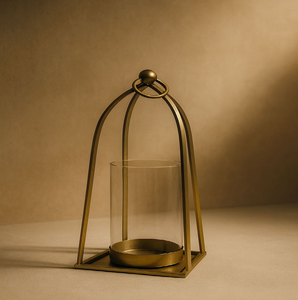 Fancy interlocking textured gold ring <b>candelabra</b> supporting three white spiral taper candles beautifully. Available at wholesale - Product Image 5