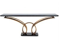 Meilleure vente : Table console en travertin avec base conique sculpturale, meuble d'entrée de luxe pour la décoration intérieure