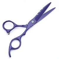 Ciseaux de coupe de cheveux de barbier en acier inoxydable enduits de poudre violette ensemble de deux avec étiquette personnalisée incluse