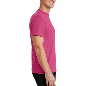 Camiseta de Manga Corta Rosa Sólida para Hombre, Corte Regular, Cuello Redondo, Estilo Casual, Tejido de Punto Jersey, Poliéster Transpirable, 220g - Product Image 2