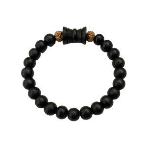 Bracelet Original Karungali en Perles de Bois Noir avec Intercalaires Rudraksha, Réglable et Extensible, Bijou Énergétique de Protection Écologique - Product Image 1