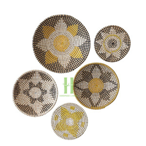 Best Wholesale Handmade Rattan Wall Basket Set Natural Woven Bohemian Hanging Wall Decor Washable Living Room Home <b>Decoration</b> - Product Image 4