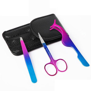 Juego de 3 Piezas para Extensión de Pestañas: Tijeras de Acero Inoxidable Arcoíris, Pinzas y Aplicador de Pestañas Postizas, con Estuche de Cuero PU Negro - Product Image 5