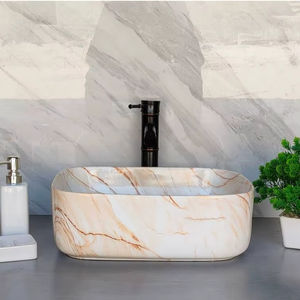 Lavabo Pedestal Moderno de Lujo con Lavabo de Mármol Irregular, Diseño Sobre Encimera, Incluye Desagüe, para Hoteles, Villas y Uso Comercial - Product Image 1