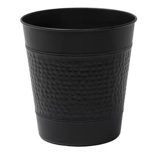 Black Metal Trash Can Storage Bucket Cylindrical Geometric Pattern Decorative Indoor Outdoor Household Use Waste <b>Bin</b> - Product Image 5