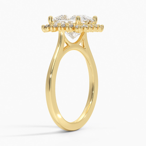 Bague de fiançailles pour femme en argent sterling 925 avec bordure florale de forme carrée et diamants en moissanite - Product Image 4