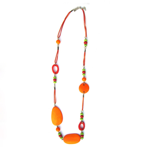 Collar de Cadena con Cuentas Geométricas de Hueso para Mujer, en Colores Naranja, Rojo y Verde, Joyería de Moda para Fiestas, Regalo al Mejor Precio al por Mayor - Product Image 1
