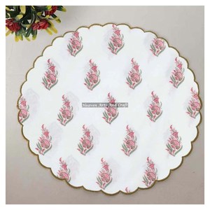 Handmade Printed Modern <b>Round</b> <b>Table</b> Napkin 100% Cotton Unique Design for Airplane, Hotels and Home Use EN035 - Product Image 1