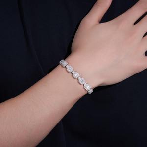<b>Mens</b> 925 <b>Silver</b> Moissanite Baguette Tennis Bracelet Iced Out Square Link Luxury Statement Bracelet <b>for</b> <b>Men</b> - Product Image 4