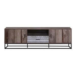 Mueble de TV de Madera de Mango Rústico Industrial con Puertas Corredizas para Apartamento y Villa, Mueble de Almacenamiento para Sala de Estar y Dormitorio, para TV de 60-64 Pulgadas - Product Image 3