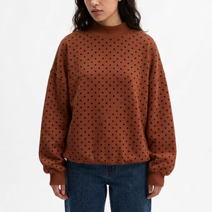 Pull molletonné oversize à col montant pour femme en tissu polaire chiné à manches longues, avec numérotation personnalisée, vêtement décontracté et tendance - Product Image 1