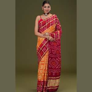 Sari en soie gaji pure ghatchola bandhani - Product Image 1