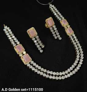 Parure de collier et boucles d'oreilles de mariée en diamant américain de haute qualité, bijoux de mariage en laiton, style ethnique, motif floral pour femme - Product Image 3