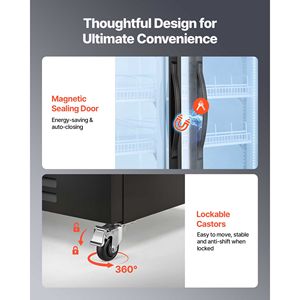 Commercial Upright Beverage Cooler 24.9 Cu.Ft 2 Glass Door Display <b>Refrigerator</b> - Product Image 6