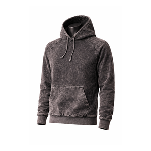 Sweat à capuche oversize en molleton polyester/coton, uni, vintage, effet vieilli, délavé à l'acide, délavé soleil, pour l'automne, avec logo personnalisé, style décontracté - Product Image 4