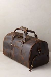 Vintage Genuine Leather Duffle Bag Unisex <b>Soft</b> Handle Buckle Closure Large Capacity Travel Bag Brown - Product Image 5