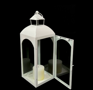 Lanterne porte-bougie en métal blanc durable, faite à la main, avec taille personnalisée pour les décorations de Noël à la maison, vente en gros - Product Image 6