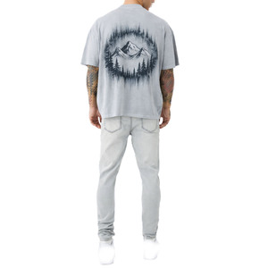 Camiseta de algodón con gráfico en la espalda, estilo streetwear, corte holgado, cuello redondo, para hombre, para pedidos al por mayor de marca privada OEM - Product Image 2